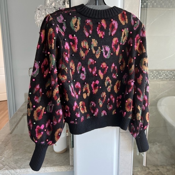 Farm Rio Beaded Leopard Pattern Sweater - Picture 10 of 13